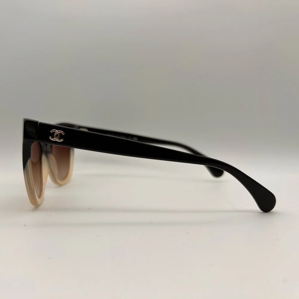 CHANEL Acetate CC Cat Eye Summer Sunglasses 5350 Black Beige Ombré